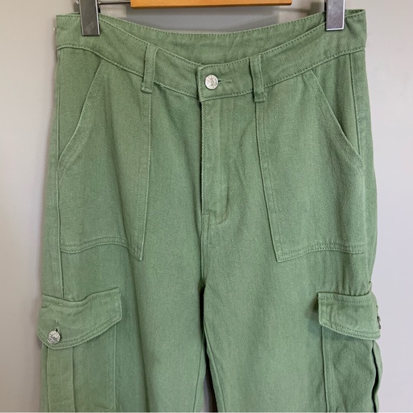 Sage Green Wide Leg Cargo Pants - Picture 3 of 4